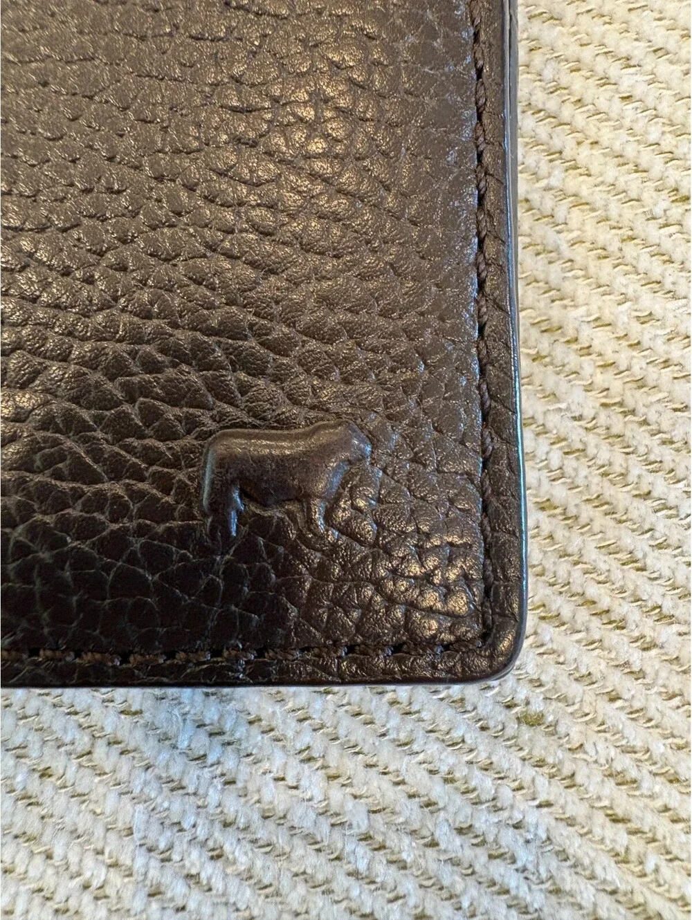 Will Leather Goods Mens Brown Pebble Grain Leather Bifold Wallet Mesh ID Window